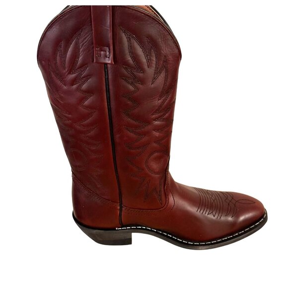 Palomino Size 9.5 Western Boots Mens Leather Cowboy Slip On Boots  Burgundy - Picture 6 of 16
